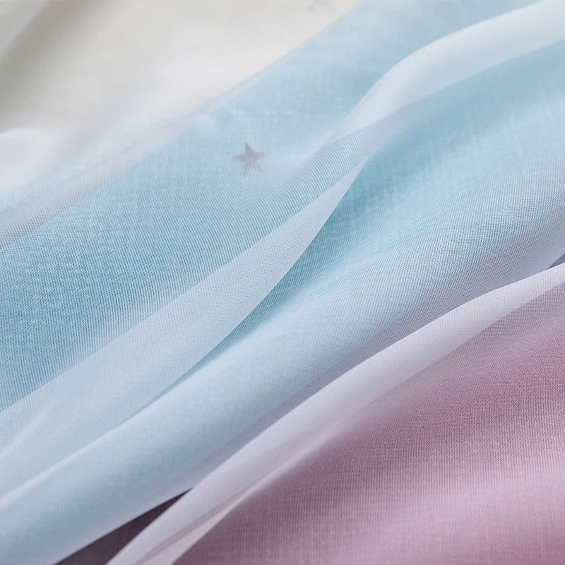 Rainbow Hollow-Out Star Blackout Curtains for Girl Kid Nursery Bedroom and Living Room Double Layer Window Cute Grommet Curtains - Slobuy