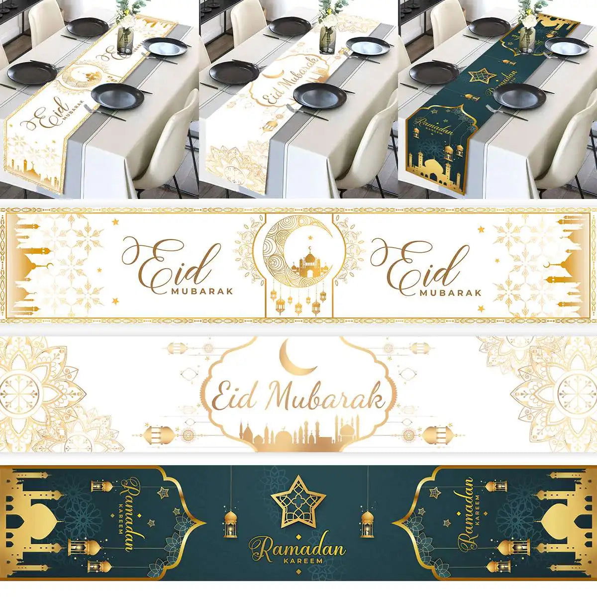 Ramadan Decoration 2024 Table Runner EID Mubarak Decor For Home Tablecloth Ramadan Kareem Islamic Muslim Party Eid Al Adha Gifts - Slobuy