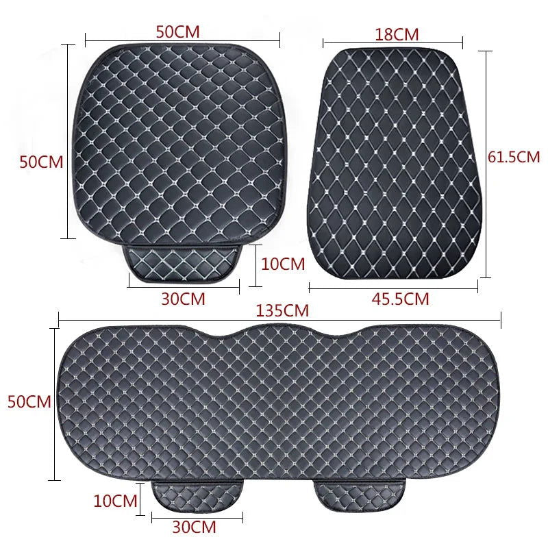 Leather Car Seat Covers Four Seasons Front/Rear Seat Protector Car Seat Cushion Pad Mat Auto Interior Accessories Universal - Slobuy