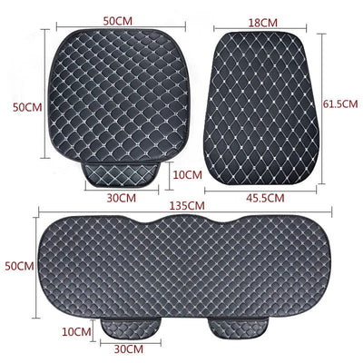 Leather Car Seat Covers Four Seasons Front/Rear Seat Protector Car Seat Cushion Pad Mat Auto Interior Accessories Universal - Slobuy