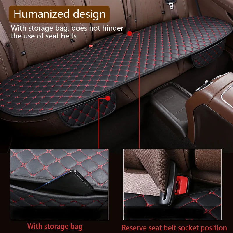 Leather Car Seat Covers Four Seasons Front/Rear Seat Protector Car Seat Cushion Pad Mat Auto Interior Accessories Universal - Slobuy