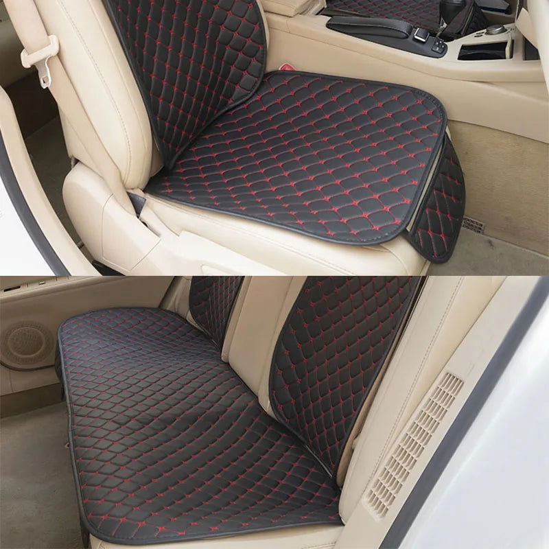 Leather Car Seat Covers Four Seasons Front/Rear Seat Protector Car Seat Cushion Pad Mat Auto Interior Accessories Universal - Slobuy