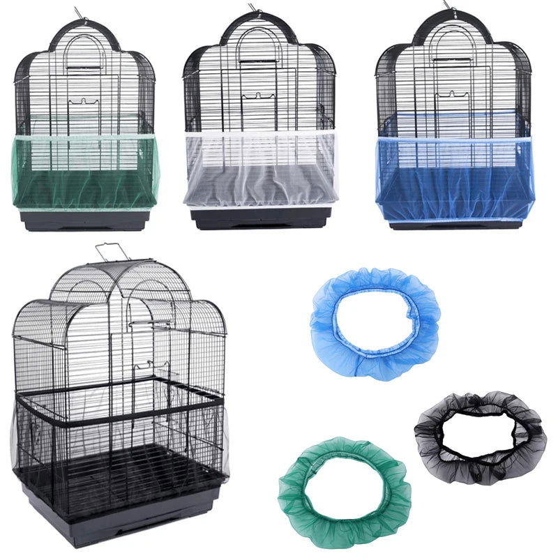Receptor Seed Guard Nylon Mesh Bird Parrot Cover Soft Easy Cleaning Nylon Airy Fabric Mesh Bird Cage Cover Seed Catcher Guard - Slobuy