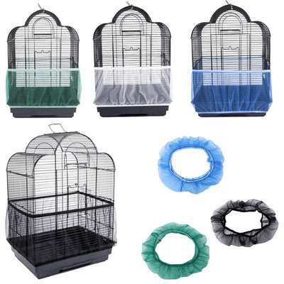Receptor Seed Guard Nylon Mesh Bird Parrot Cover Soft Easy Cleaning Nylon Airy Fabric Mesh Bird Cage Cover Seed Catcher Guard - Slobuy