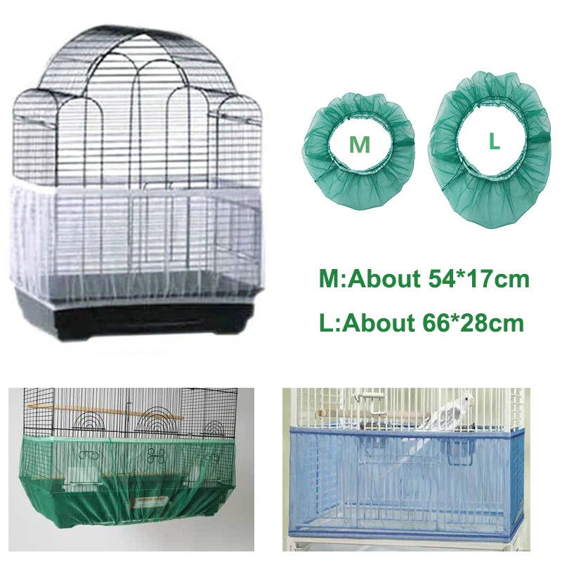 Receptor Seed Guard Nylon Mesh Bird Parrot Cover Soft Easy Cleaning Nylon Airy Fabric Mesh Bird Cage Cover Seed Catcher Guard - Slobuy