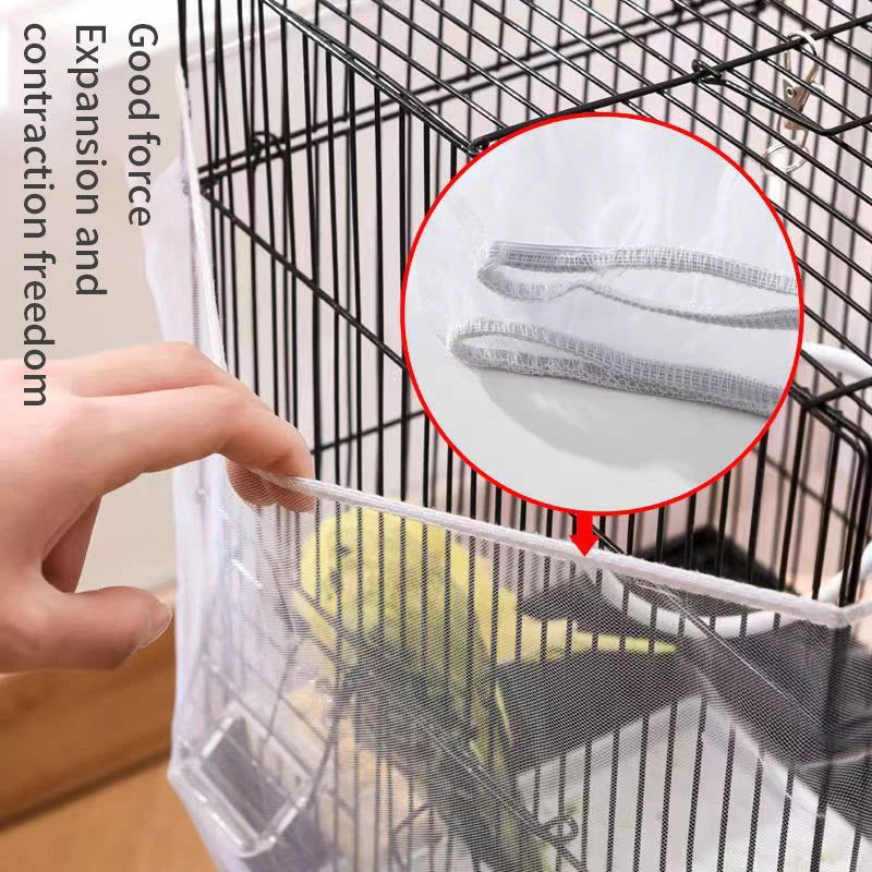 Receptor Seed Guard Nylon Mesh Bird Parrot Cover Soft Easy Cleaning Nylon Airy Fabric Mesh Bird Cage Cover Seed Catcher Guard - Slobuy