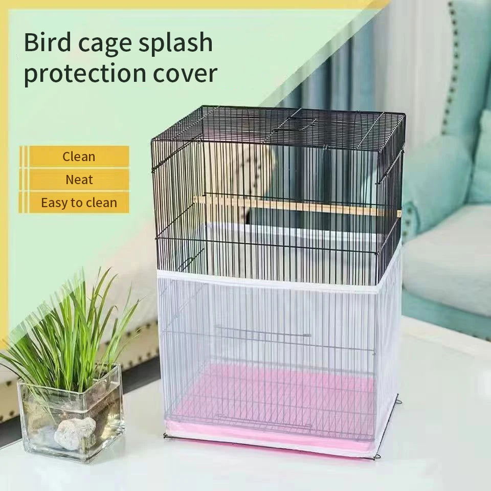 Receptor Seed Guard Nylon Mesh Bird Parrot Cover Soft Easy Cleaning Nylon Airy Fabric Mesh Bird Cage Cover Seed Catcher Guard - Slobuy