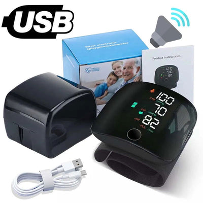 Rechargeable Wrist Blood Pressure Monitor Medical English Voice Digitlal Tensiometro Health Sphygmomanometer Tonometer - Slobuy