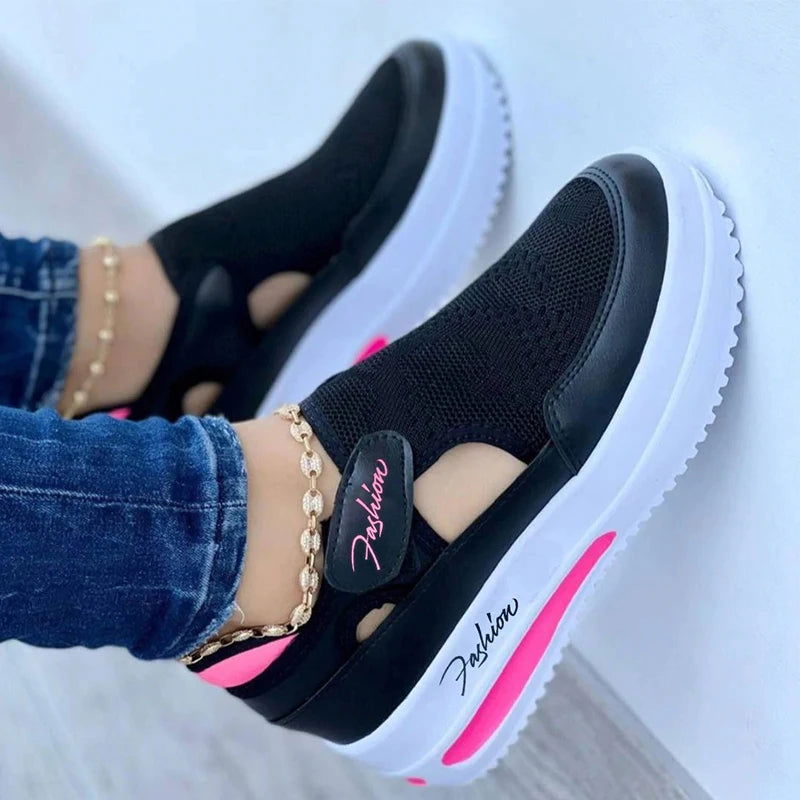 Red Sneakers Women Shoes Woman Tennis Shoes Canvas Shoe Female Casual Shoes Ladies Sport Shoes Platform Sneaker Hollow Out Shoes - Slobuy