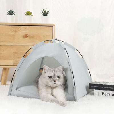 Removable Pet Tent Bed Cat Cushions Washable Soft Cat Teepee Bed Breathable Polyester Cats House Camping - Slobuy