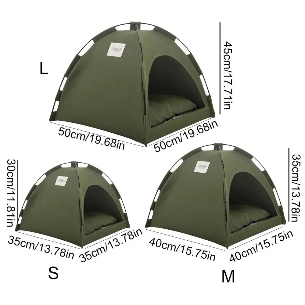 Removable Pet Tent Bed Cat Cushions Washable Soft Cat Teepee Bed Breathable Polyester Cats House Camping - Slobuy