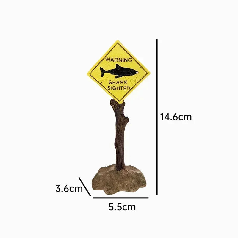 Resin Aquarium Decoration Ornaments Artificial Shark Warning Sign Landscaping Accessories for Fish Tank Aquarium Background - Slobuy