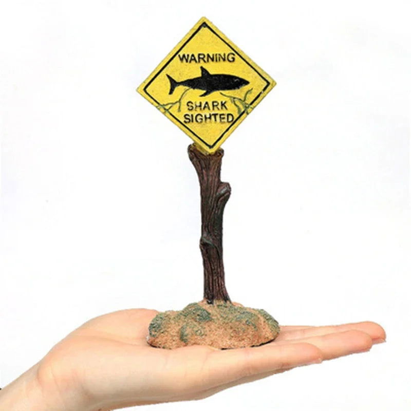 Resin Aquarium Decoration Ornaments Artificial Shark Warning Sign Landscaping Accessories for Fish Tank Aquarium Background - Slobuy