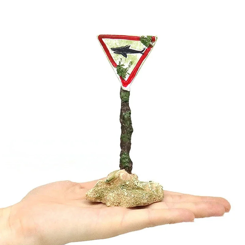 Resin Aquarium Decoration Ornaments Artificial Shark Warning Sign Landscaping Accessories for Fish Tank Aquarium Background - Slobuy
