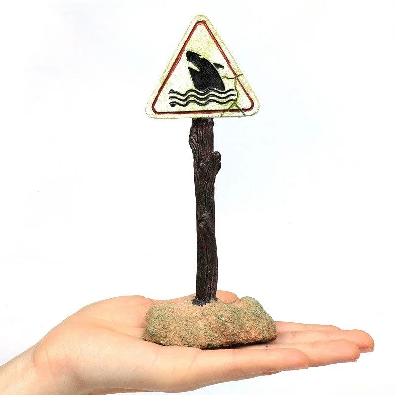 Resin Aquarium Decoration Ornaments Artificial Shark Warning Sign Landscaping Accessories for Fish Tank Aquarium Background - Slobuy