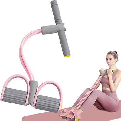 Resistance Bands 4-Tube Yoga Pedal Puller Resistance Band Elastic Pull Rope Fitness Equipment for Abdomen Waist Arm Training - Slobuy