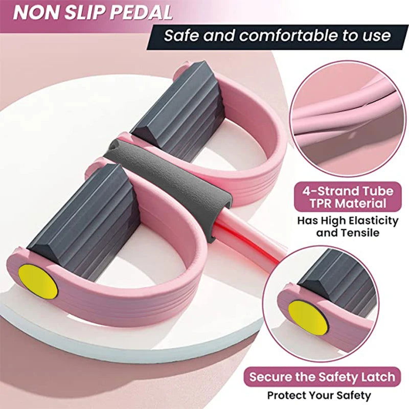 Resistance Bands 4-Tube Yoga Pedal Puller Resistance Band Elastic Pull Rope Fitness Equipment for Abdomen Waist Arm Training - Slobuy