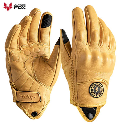 Retro Leather Motorcycle Gloves Vintage Men Women Moto Cycling Winter Gloves Touch Screen Motorbike Motorcross ATV Motor Guantes - Slobuy