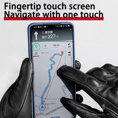 Retro Leather Motorcycle Gloves Vintage Men Women Moto Cycling Winter Gloves Touch Screen Motorbike Motorcross ATV Motor Guantes - Slobuy