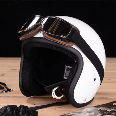 Retro Leather Motorcycle Goggles Vintage Pilot Glasses Windproof Universal Outdoor Bicycle Cycling Ski Goggles For Harley Helmet - Slobuy