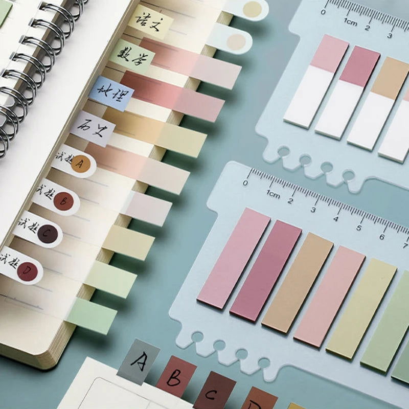 Retro Morandi Markers Paper Index Notepad Bookmark Stickers Memo Pad Sticky Notes Paper School Supplies Kawaii Stationery - Slobuy