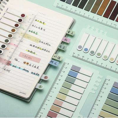 Retro Morandi Markers Paper Index Notepad Bookmark Stickers Memo Pad Sticky Notes Paper School Supplies Kawaii Stationery - Slobuy
