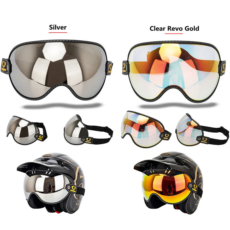 Retro Motorcycle Goggles Bubble Visor Outside Riding UV Protection Windshield Colorful Vintage for Half Face Helmets - Slobuy