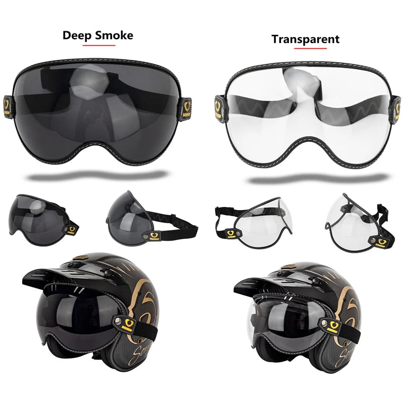 Retro Motorcycle Goggles Bubble Visor Outside Riding UV Protection Windshield Colorful Vintage for Half Face Helmets - Slobuy