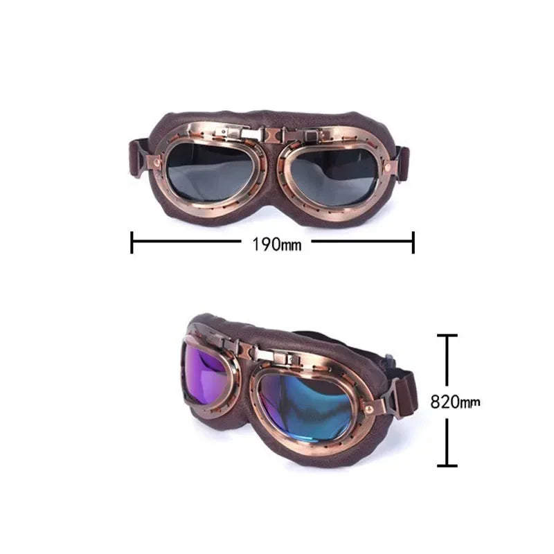 Retro Motorcycle Goggles Glasses Vintage Moto Classic Goggles for Harley Pilot Steampunk ATV Bike Copper Helmet - Slobuy