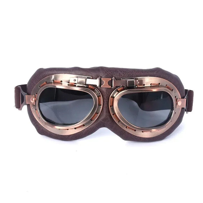 Retro Motorcycle Goggles Glasses Vintage Moto Classic Goggles for Harley Pilot Steampunk ATV Bike Copper Helmet - Slobuy