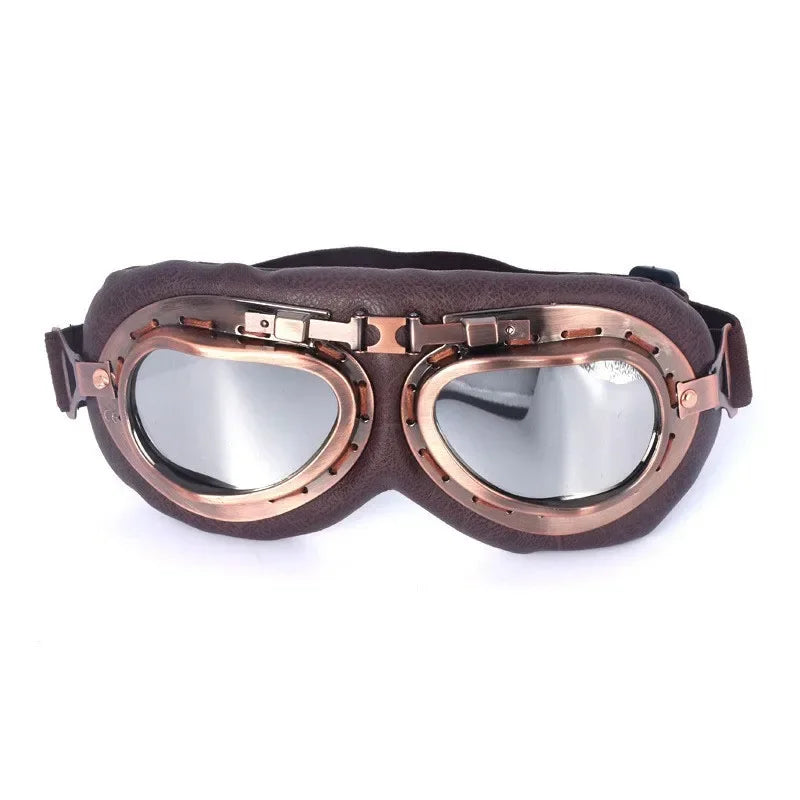 Retro Motorcycle Goggles Glasses Vintage Moto Classic Goggles for Harley Pilot Steampunk ATV Bike Copper Helmet - Slobuy