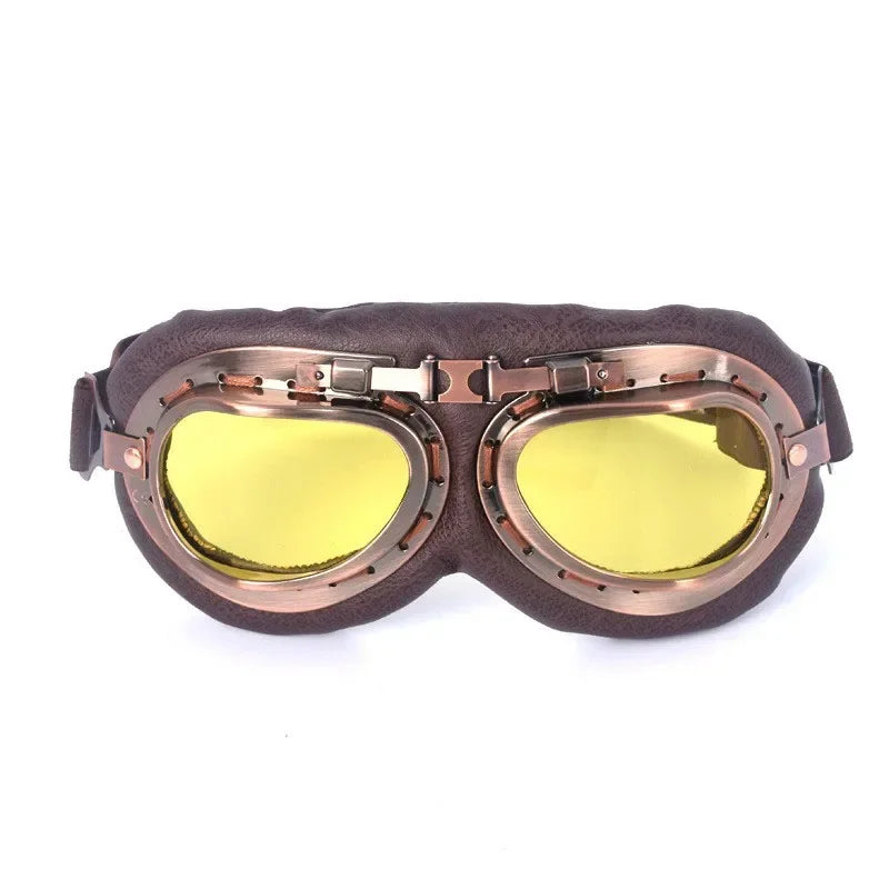 Retro Motorcycle Goggles Glasses Vintage Moto Classic Goggles for Harley Pilot Steampunk ATV Bike Copper Helmet - Slobuy