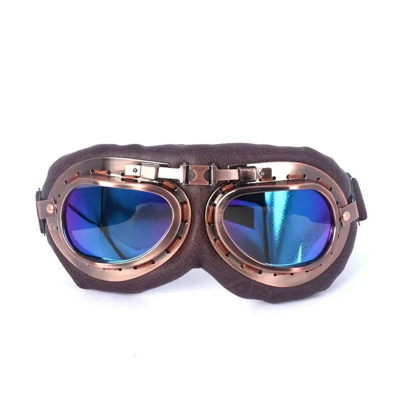 Retro Motorcycle Goggles Glasses Vintage Moto Classic Goggles for Harley Pilot Steampunk ATV Bike Copper Helmet - Slobuy