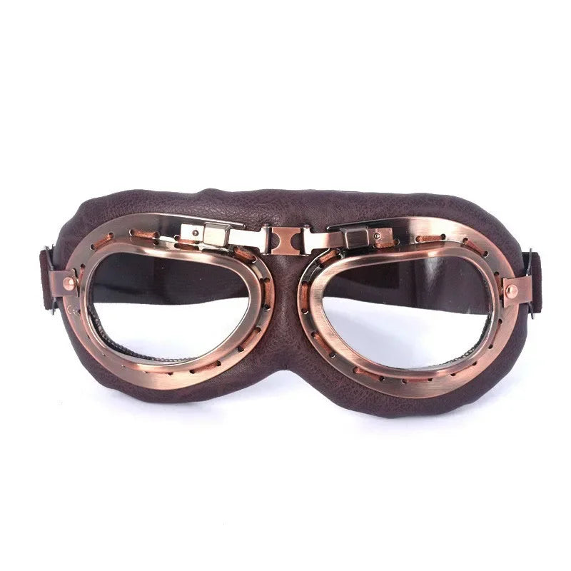 Retro Motorcycle Goggles Glasses Vintage Moto Classic Goggles for Harley Pilot Steampunk ATV Bike Copper Helmet - Slobuy