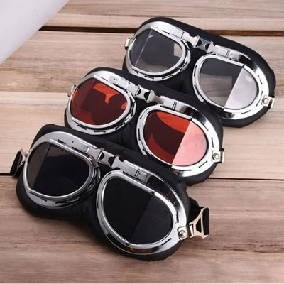 Retro Vintage Pilot Goggles Motor Protective Gear Glasses For Motorcycle Cruiser Cafe Scooter - Slobuy