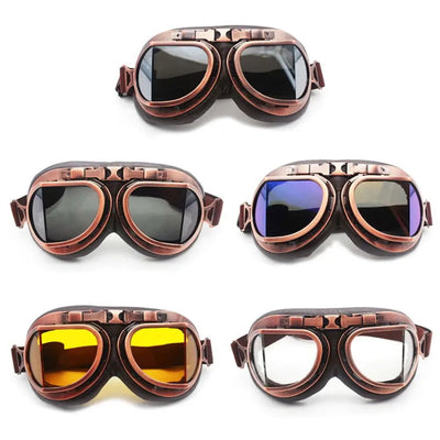 Retro Vintage Pilot Goggles Motor Protective Gear Glasses For Motorcycle Cruiser Cafe Scooter - Slobuy