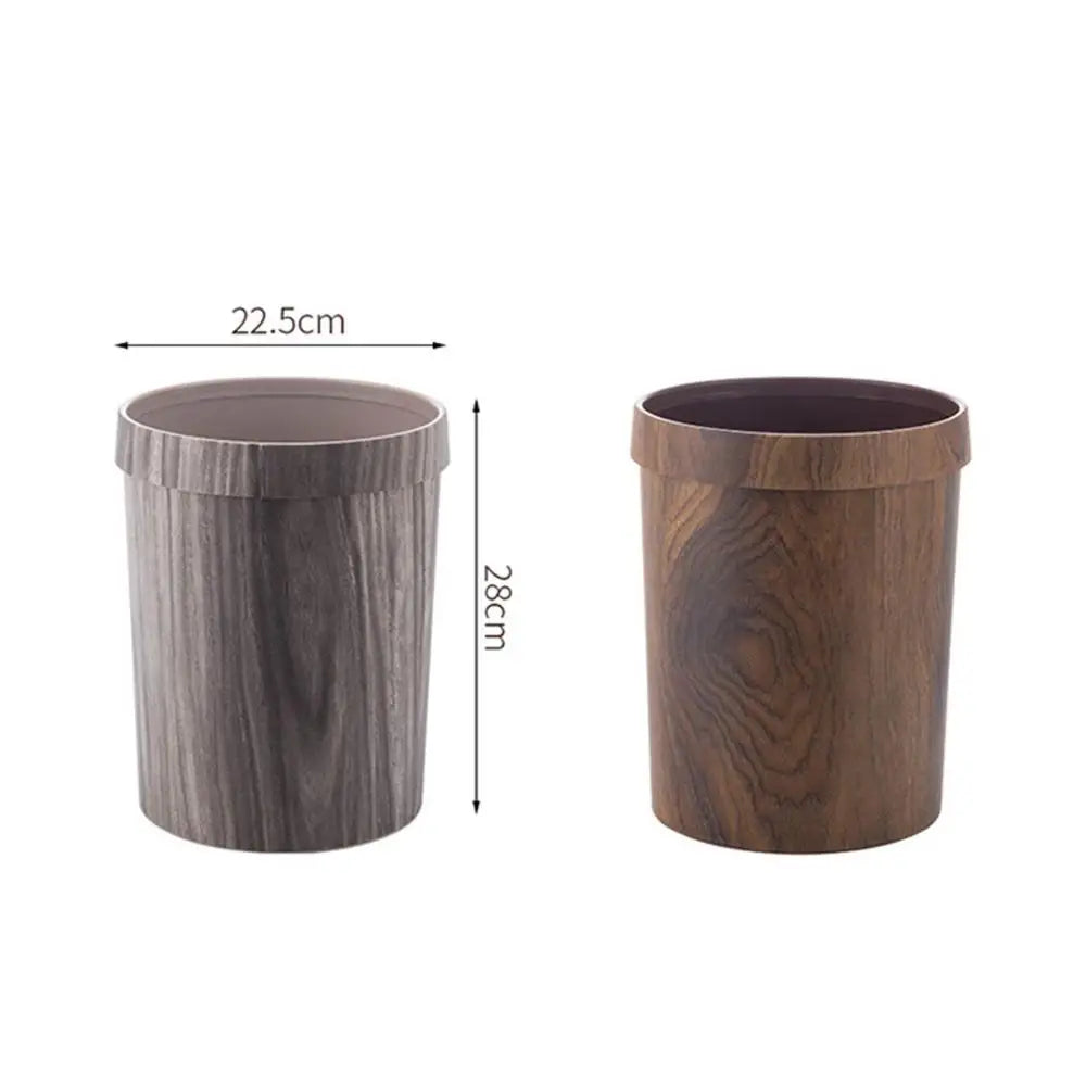 Retro Wood Grain Trash Can Living Room Waste Basket Creative Office Toilet Paper Basket Bathroom Bedroom Supplies - Slobuy