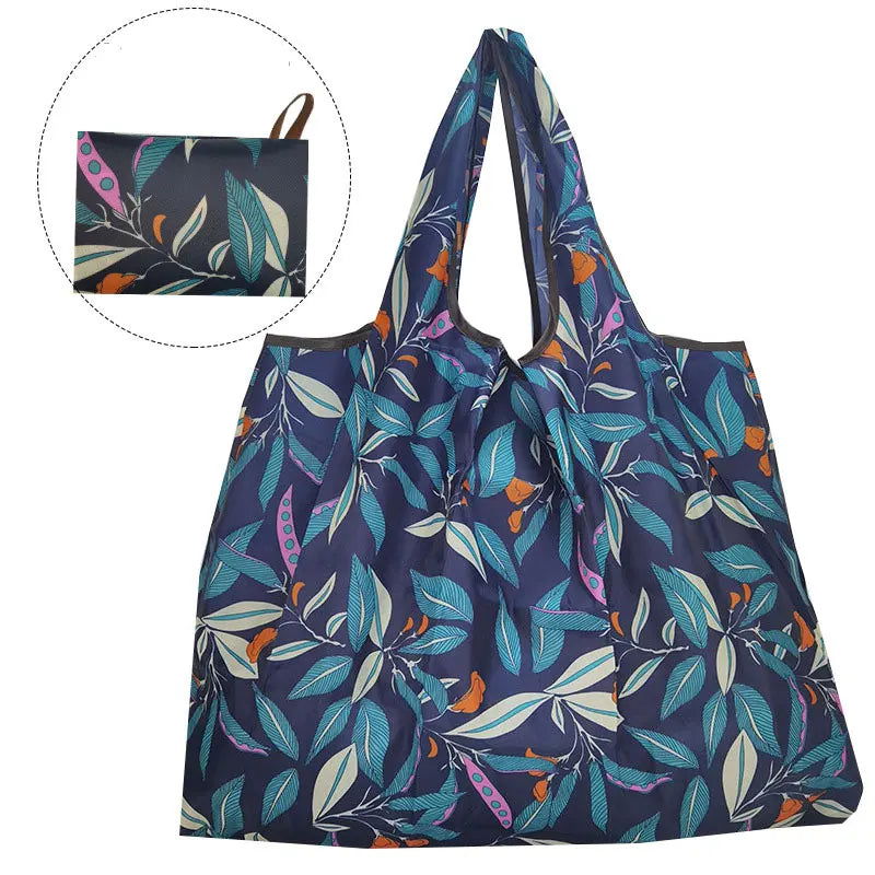 Reusable Grocery Bags Large-capacity Portable Tote Shoulder Bag Lightweight Print Handbag For Shopping Durable Nylon Shopper Bag - Slobuy