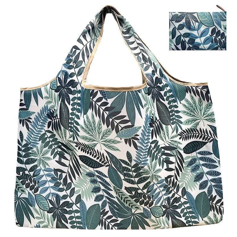 Reusable Grocery Bags Large-capacity Portable Tote Shoulder Bag Lightweight Print Handbag For Shopping Durable Nylon Shopper Bag - Slobuy