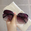 Rhinestone Decor Rimless Fashion Sunglasses For Women Men Casual Gradient Glasses For Summer Beach Party, UV400 - Slobuy