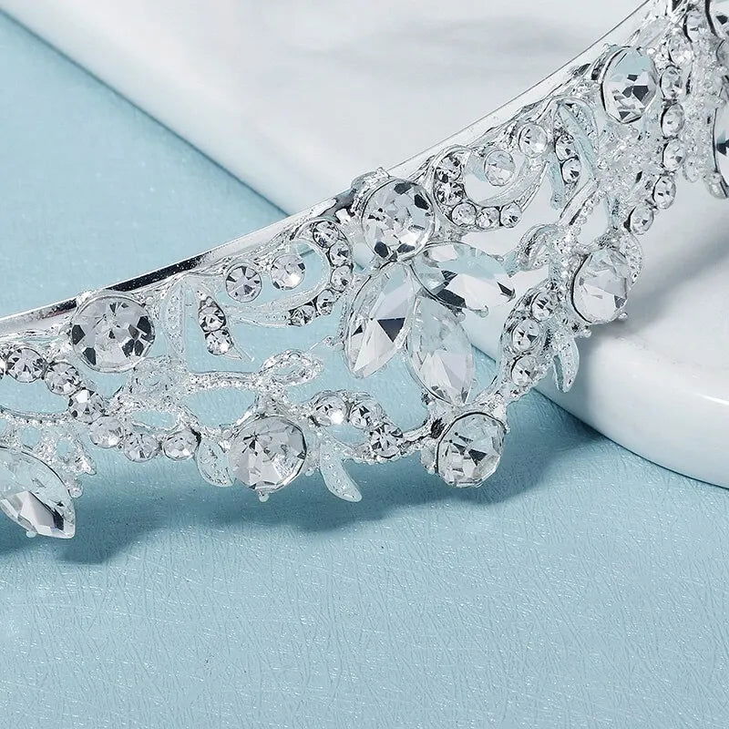 Rhinestone Wedding Crown Hair Jewelry Bridal Headpiece Hair Accessories for Women Crystal Tiara Bride Headdress Bridesmaid Gift - Slobuy
