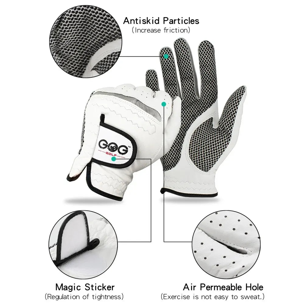 Pack 1 Pc Golf Gloves Men's Left/Right Hand Soft Breathable Pure Sheepskin With Anti-slip Granules Golf Gloves Golf Men - Slobuy