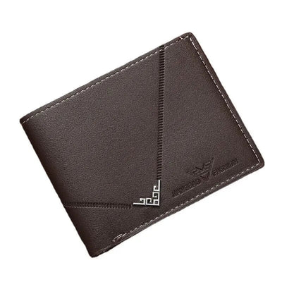 Rilibegan Men's PU Wallet Men's Short Money Clip Young Men Simple Fashion Multi-card Litchi Pattern Cross Splicing Leather Walle - Slobuy