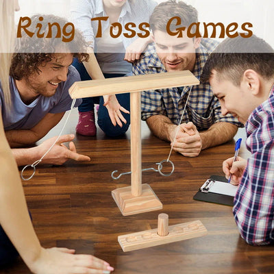 Ring Toss Games for Kids Adults Home Party Drinking Games Fast-paced Handheld Wooden Board Games Shot Ladder Bundle Outdoor Bars - Slobuy