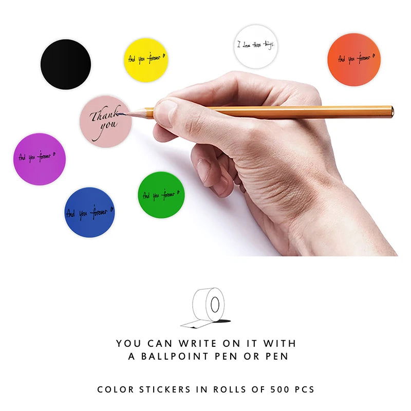 12 Colors 500Pcs/Roll Chroma Label Color Code Dot Labels Stickers Can Writing 1 Inch Teacher Office Supplies Stationery Sticker - Slobuy