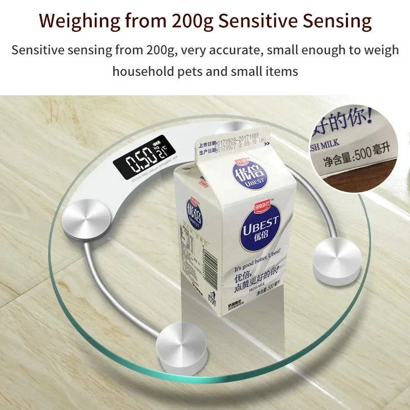 Round Transparent Digital Scale Body Weight Scale Floor Electronic Scales  LCD Scales Body Weighing Scale For Bathroom - Slobuy