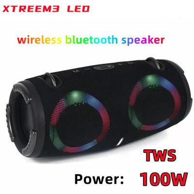 Portable Waterproof 100W High Power Bluetooth Speaker RGB Colorful Light Wireless Subwoofer 360 Stereo Surround TWS FM Boom Box