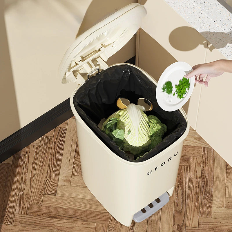 Kitchen trash can with lid pedal style bathroom office living room kitchen waste large capacity light luxury paper basket box