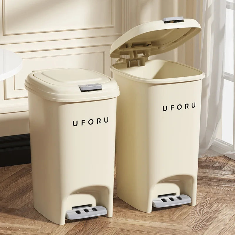 Kitchen trash can with lid pedal style bathroom office living room kitchen waste large capacity light luxury paper basket box