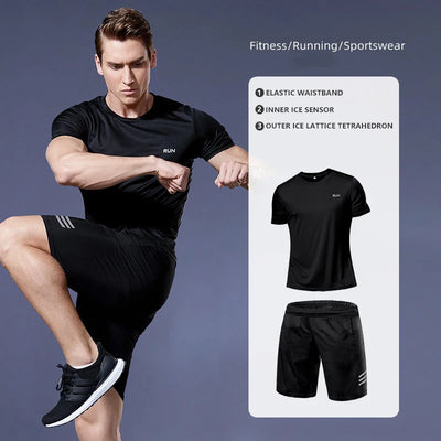 Men's Sportswear Tracksuit Gym Compression Clothing Fitness Running Set Athletic Wear T Shirts Ropa Deportiva Hombre Camisetas